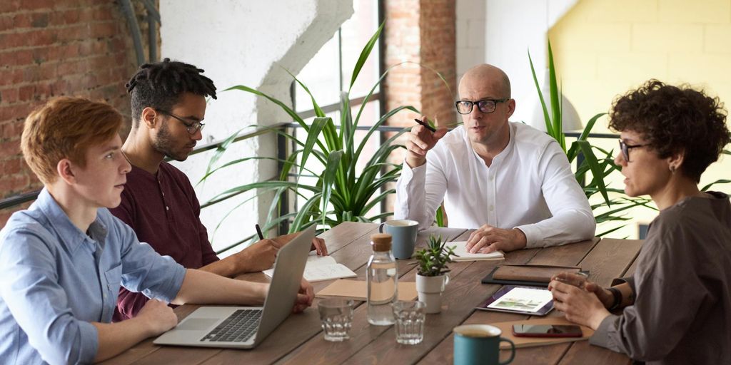 entrepreneur brainstorming ideas in a modern office